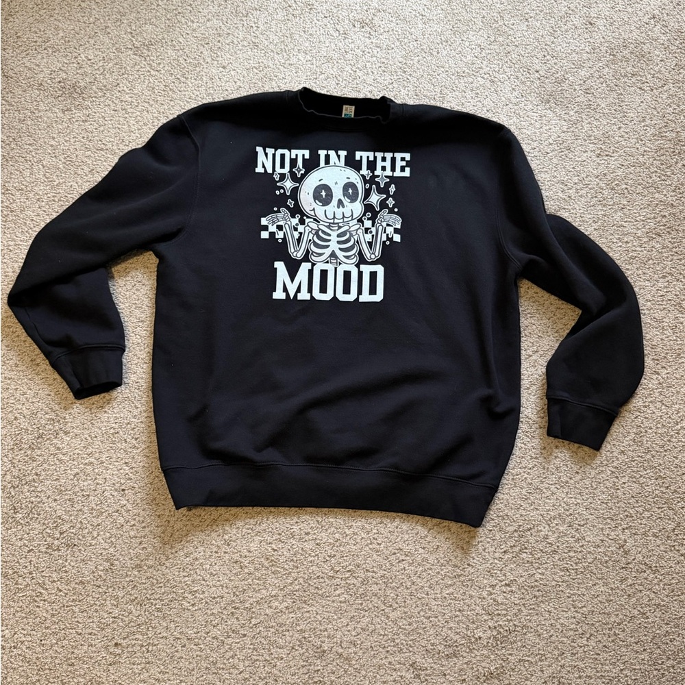 Black Graphic Sweatshirt with Skeleton